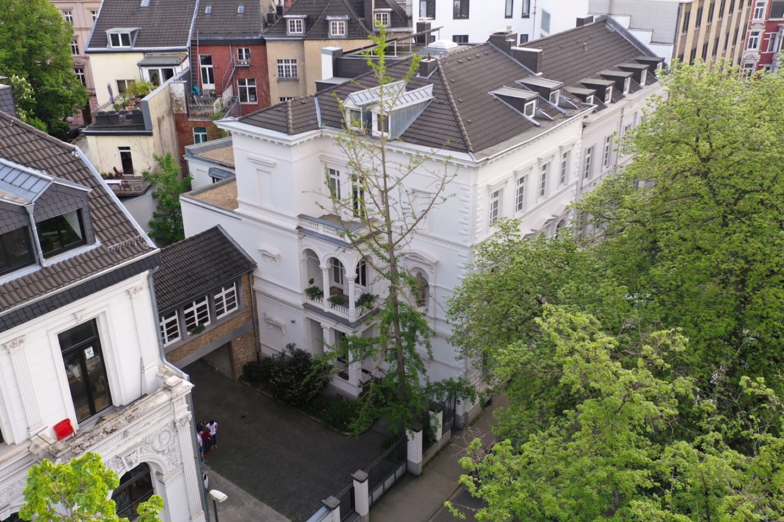 Das Haus Erk und das Frankenberger Viertel aus der Luft